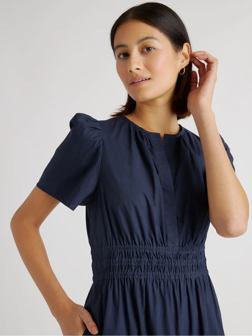 Quince- 100% Organic Cotton Poplin Tiered Maxi Dress Sz: L - Picture 4 of 11